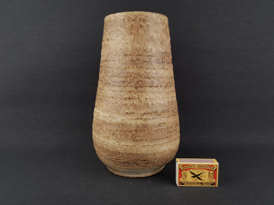 Vintage LORÉ KERAMIEK or CIRO Beesel Brown Studio Vase With Bark Decor Dutch Pottery 1970s The Netherlands