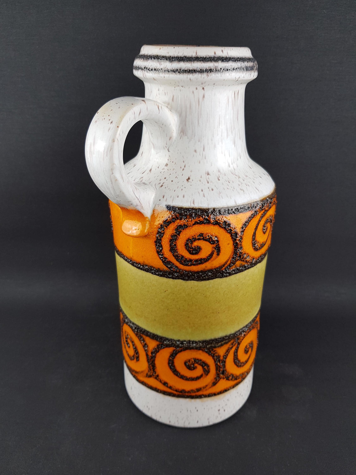 Vintage SCHEURICH KERAMIK Fat Lava Vase with Swirls decor 407 35 West German Pottery 1970s