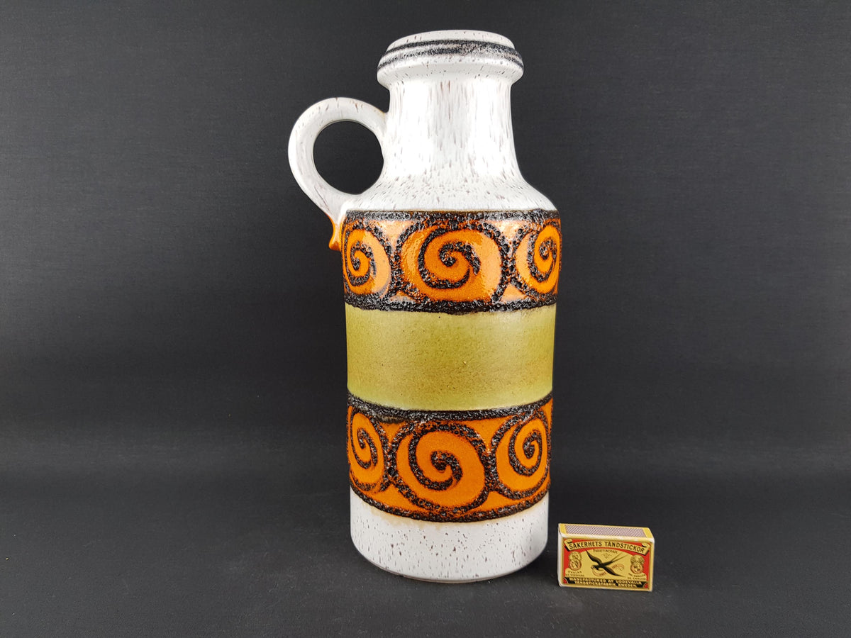 Vintage SCHEURICH KERAMIK Fat Lava Vase with Swirls decor 407 35 West German Pottery 1970s