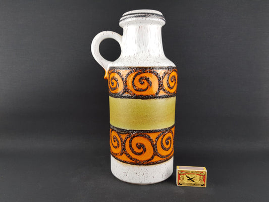 Vintage SCHEURICH KERAMIK Fat Lava Vase with Swirls decor 407 35 West German Pottery 1970s