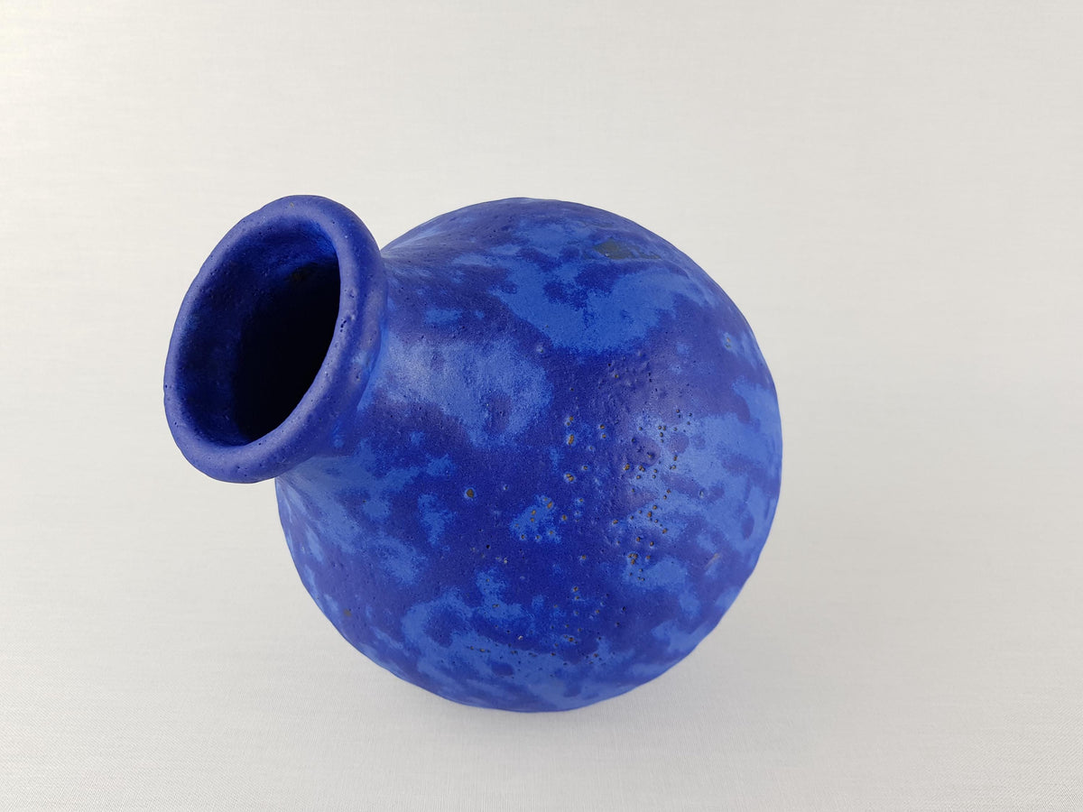Vintage HARTWIG HEYNE TÖPFEREI (Hey) Yves Klein Blue Ceramic Vase - West German Pottery 1960-70s