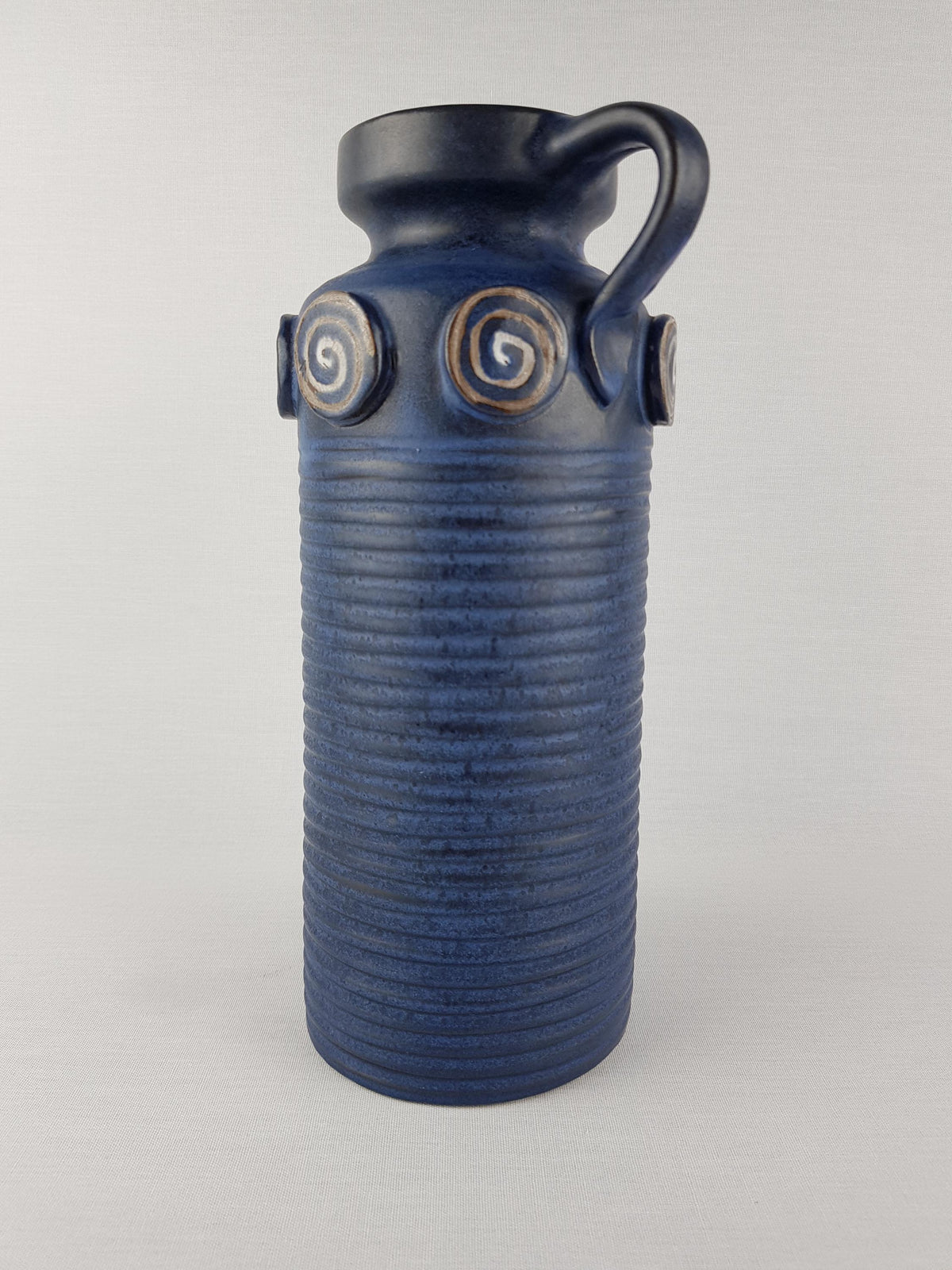 Vintage CERAMANO Blue Jug Vase 86 with Castell Decor West German Pottery 1950s 1960s