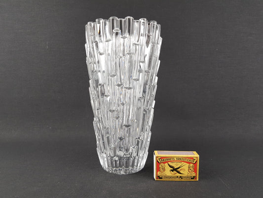 Vintage PEILL UND PUTZLER Crystal Clear Pipes Glass Vase West Germany 1960s 1970s