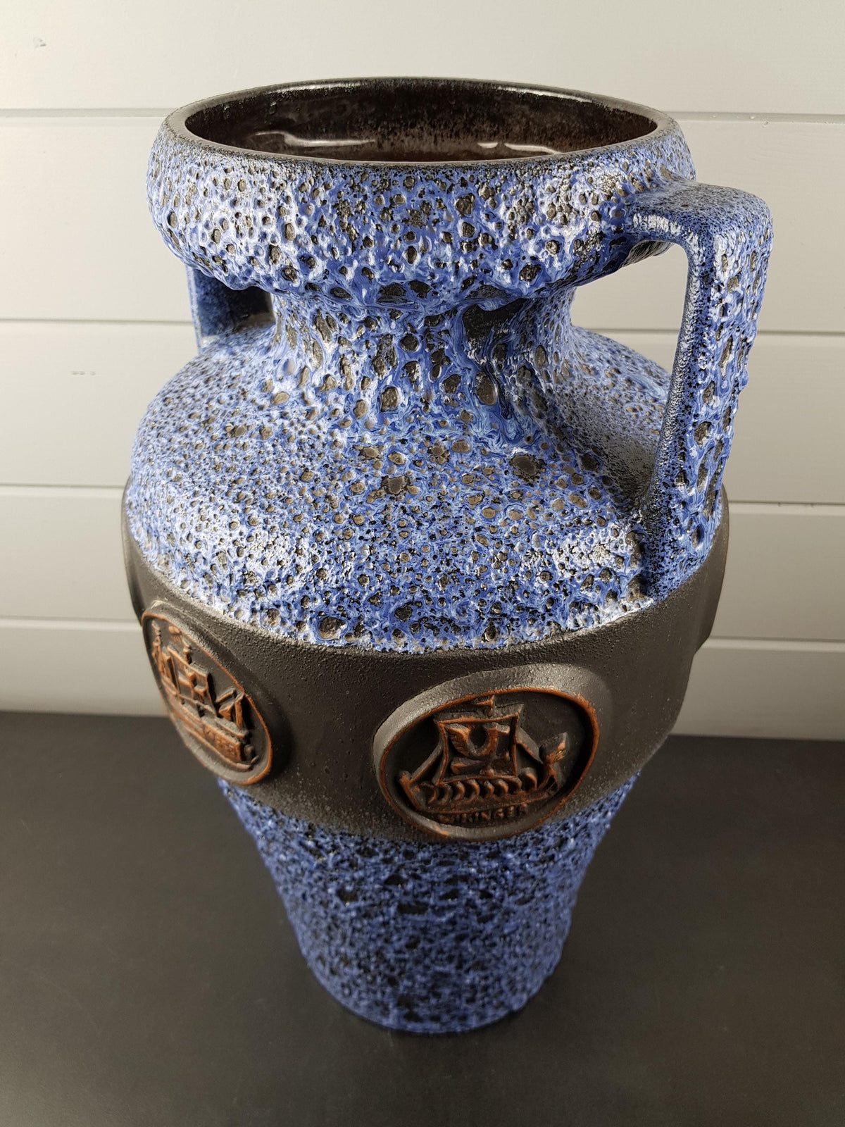 Vintage JOPEKO Blue Vase – Scandinavian Viking Decor – 1970s RARE