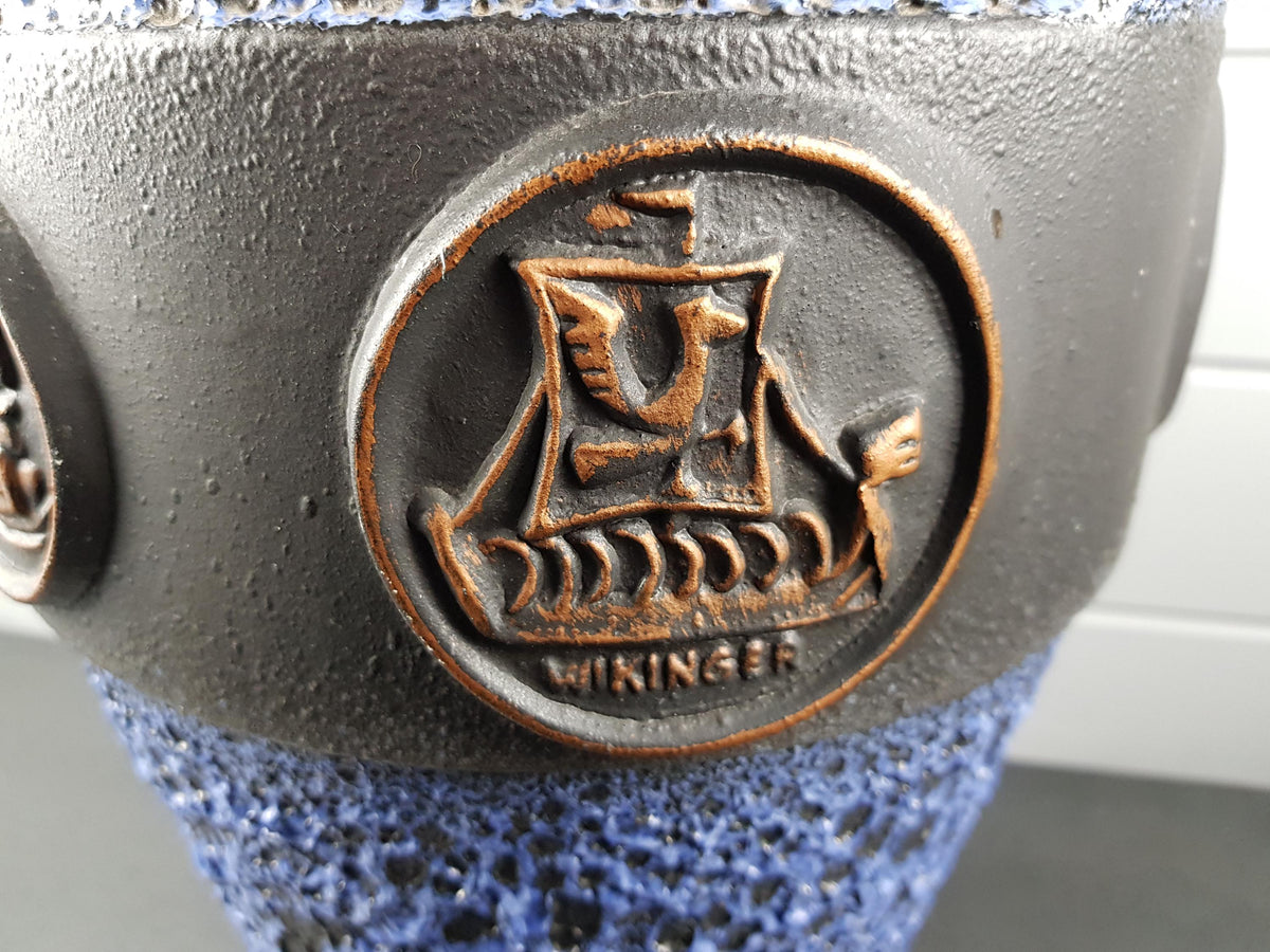 Vintage JOPEKO Blue Vase – Scandinavian Viking Decor – 1970s RARE