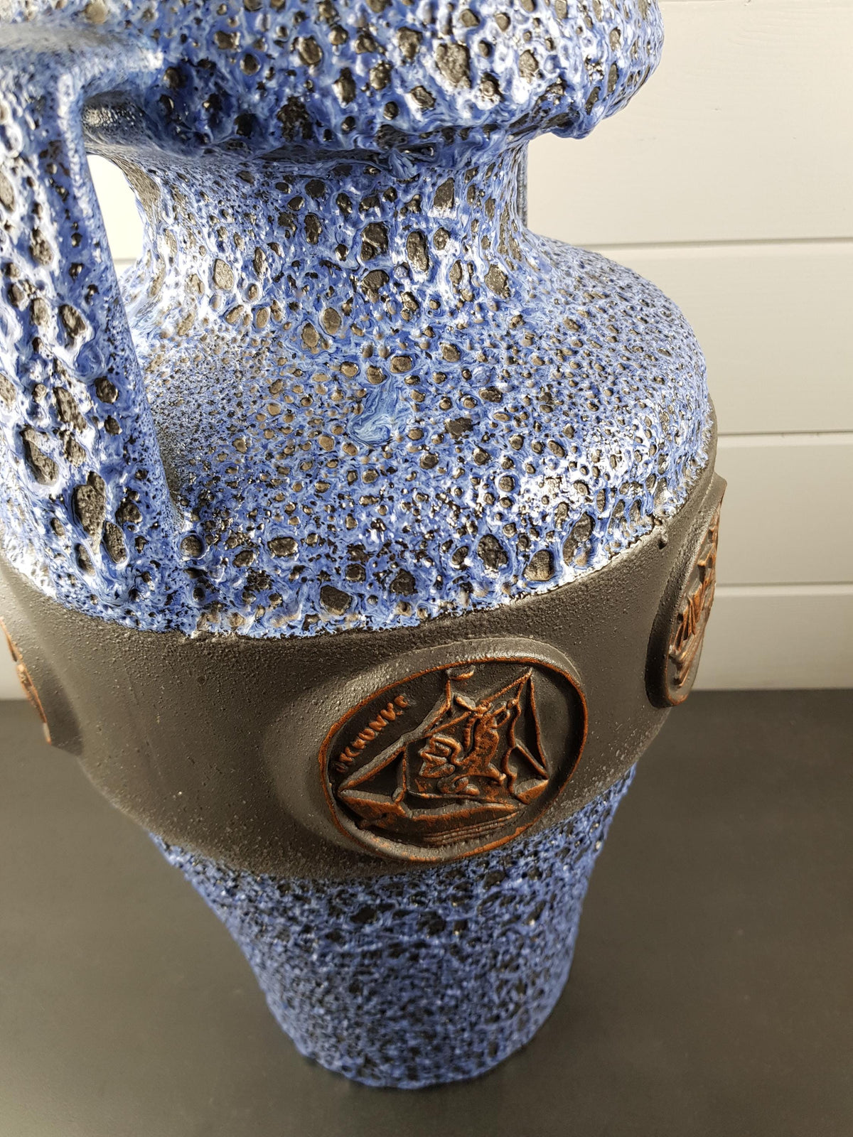 Vintage JOPEKO Blue Vase – Scandinavian Viking Decor – 1970s RARE