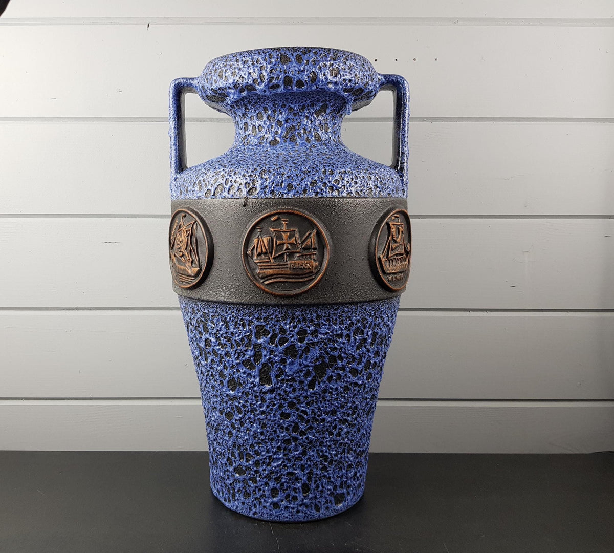 Vintage JOPEKO Blue Vase – Scandinavian Viking Decor – 1970s RARE