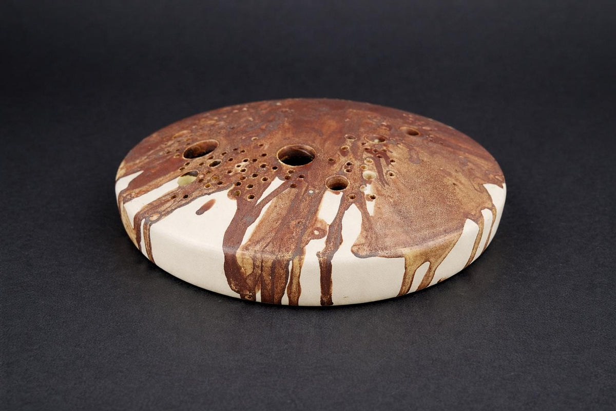 Vintage HEINZ THEO DIETZ Studio Art Pottery Solifleur Disk Vase From Königswinter West Germany 1960s