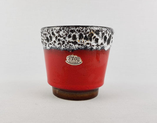 Vintage JOPEKO KERAMIK Red and Black Fat Lava Planter West German Pottery 1970s