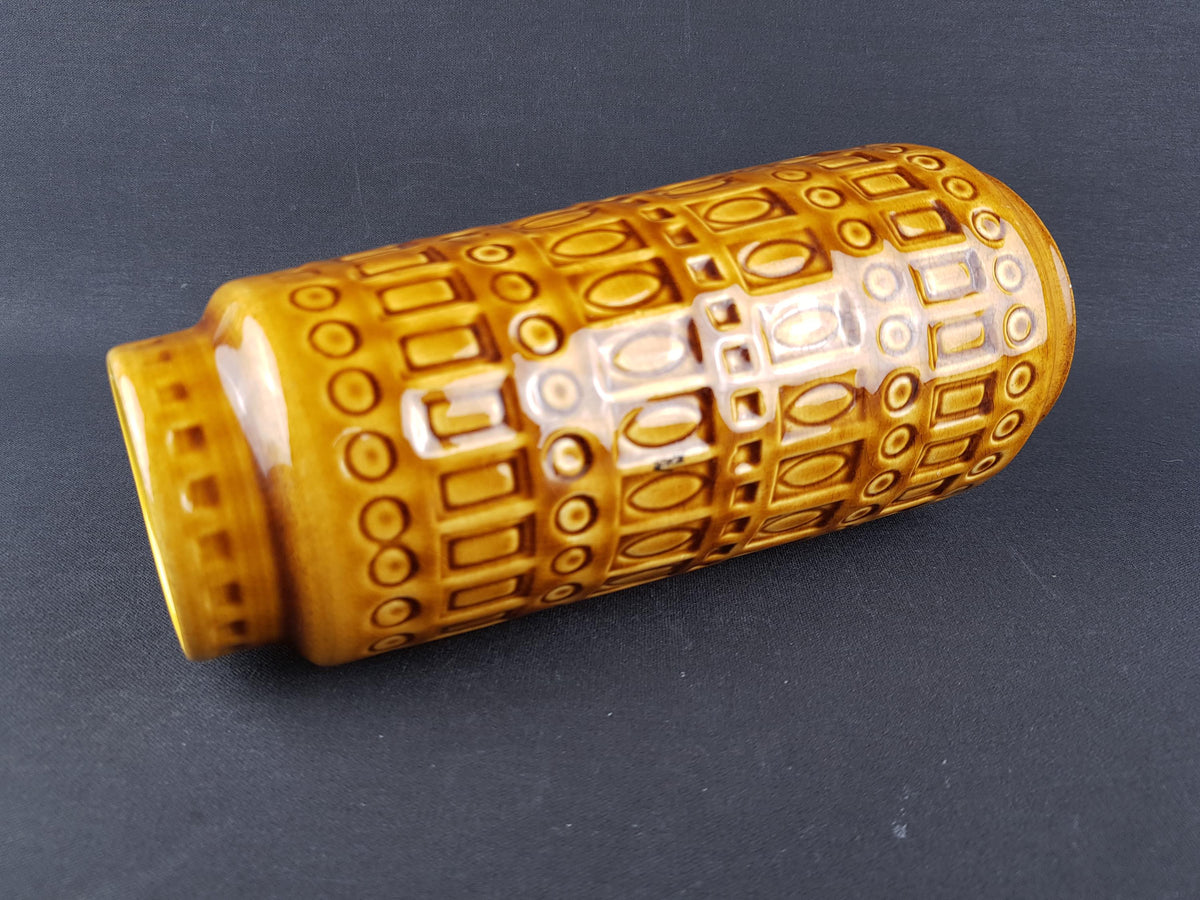 Vintage SCHEURICH KERAMIK Ochre Yellow Vase with Inka Decor 260 22 West German Pottery 1970s