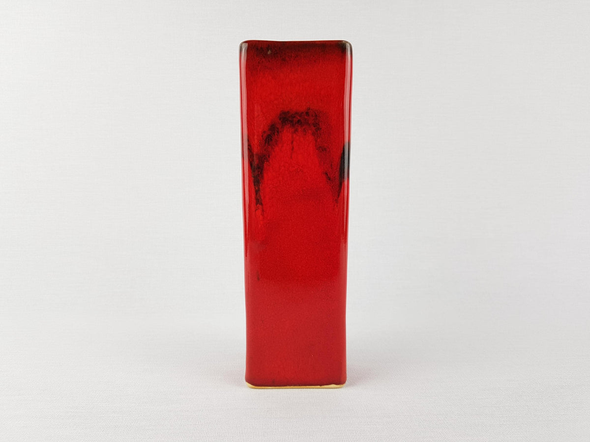 Vintage SILBERDISTEL FAYENCEN Rectangular Red Vase West German Pottery 1970s