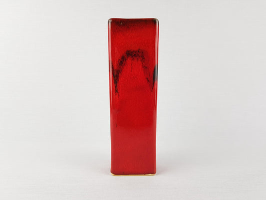 Vintage SILBERDISTEL FAYENCEN Rectangular Red Vase West German Pottery 1970s