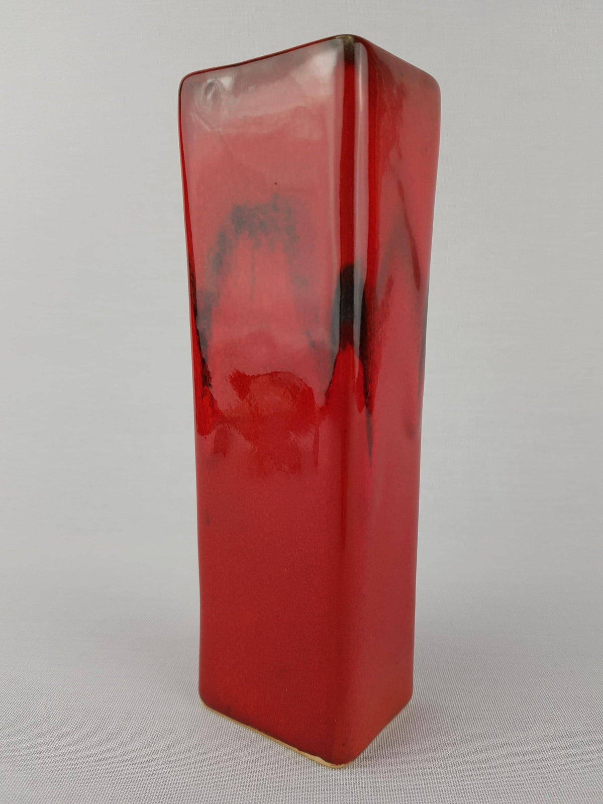 Vintage SILBERDISTEL FAYENCEN Rectangular Red Vase West German Pottery 1970s