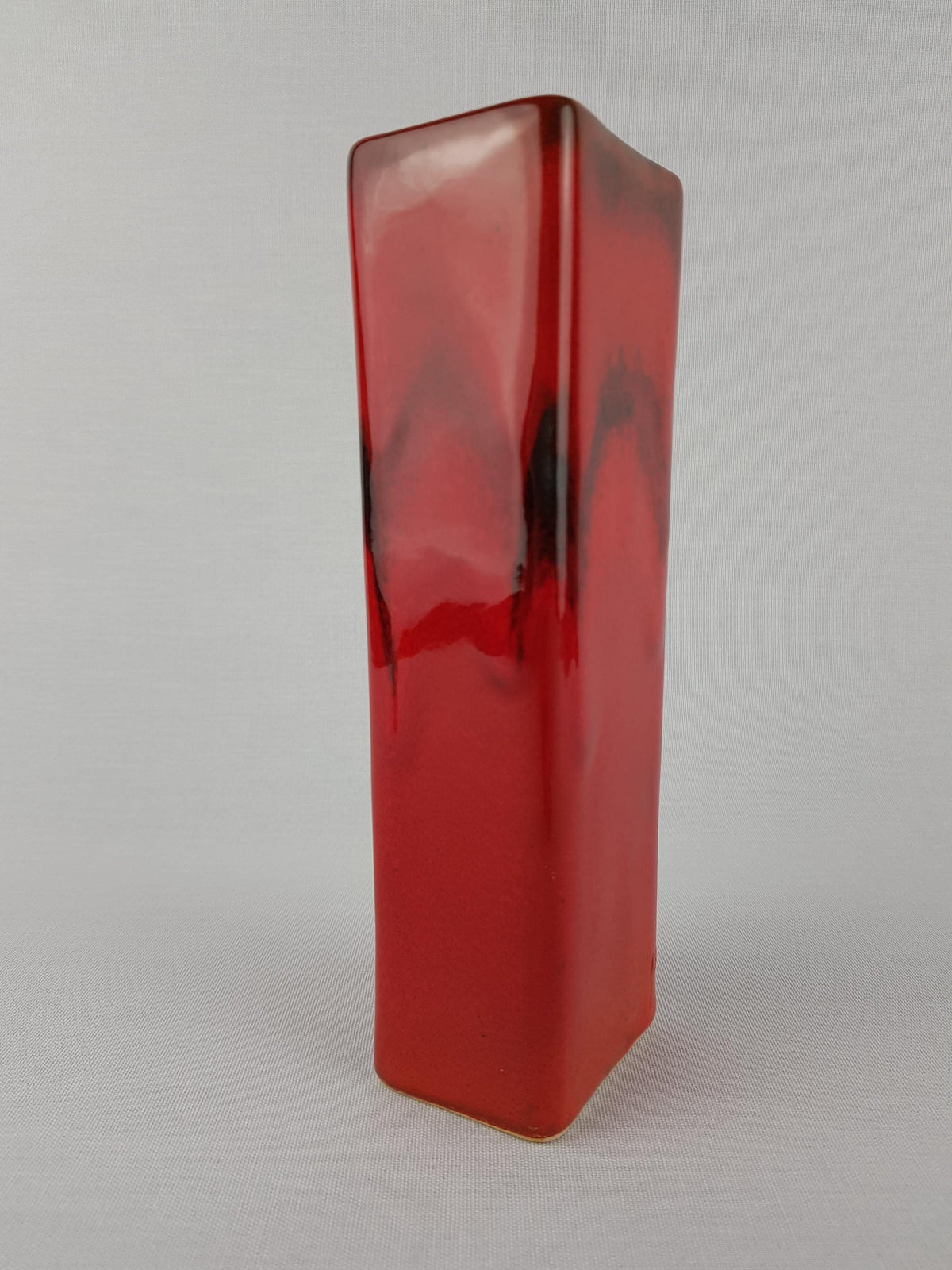 Vintage SILBERDISTEL FAYENCEN Rectangular Red Vase West German Pottery 1970s