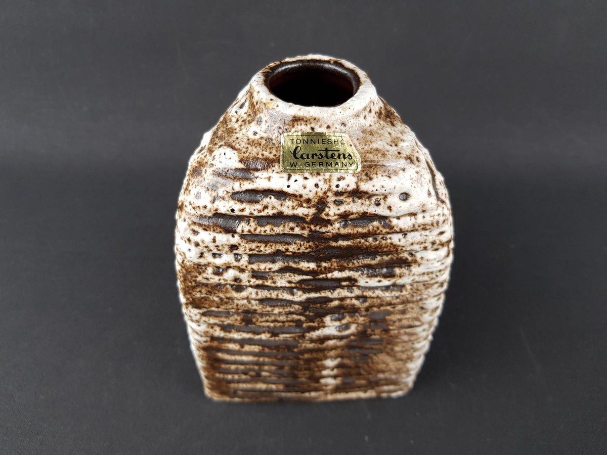 Vintage CARSTENS TONNIESHOF KERAMIK Brown Triangular Fat Lava Vase 7787 15 West German Pottery 1970s