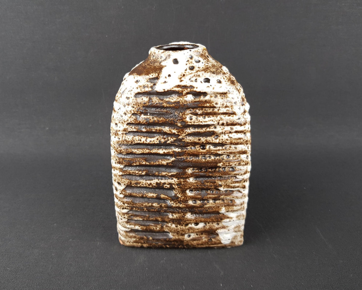 Vintage CARSTENS TONNIESHOF KERAMIK Brown Triangular Fat Lava Vase 7787 15 West German Pottery 1970s