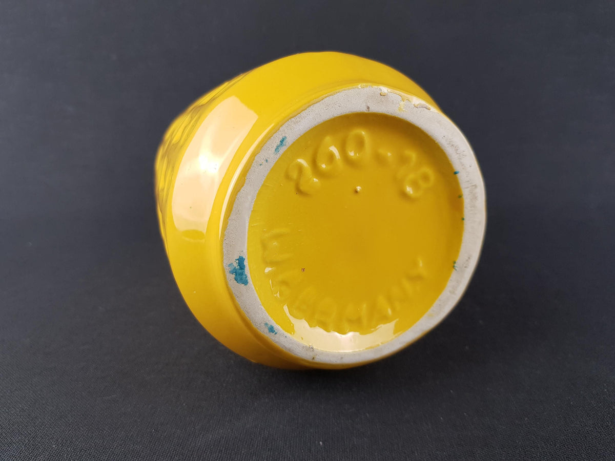 Vintage SCHEURICH KERAMIK Yellow Vase with Inka Decor 260 18 West German Pottery 1970s