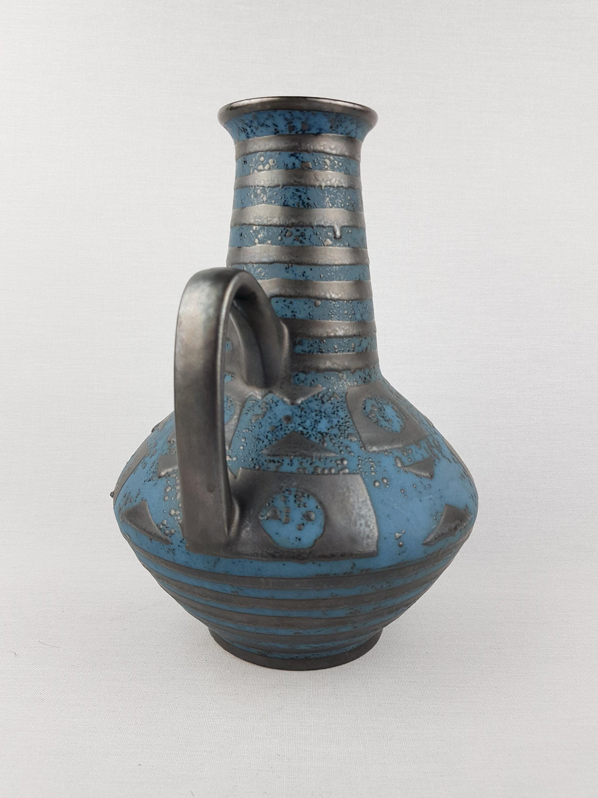 Vintage CARSTENS KERAMIK Vase with Blue Ankara Decor 1507-27 West German Pottery 1960s