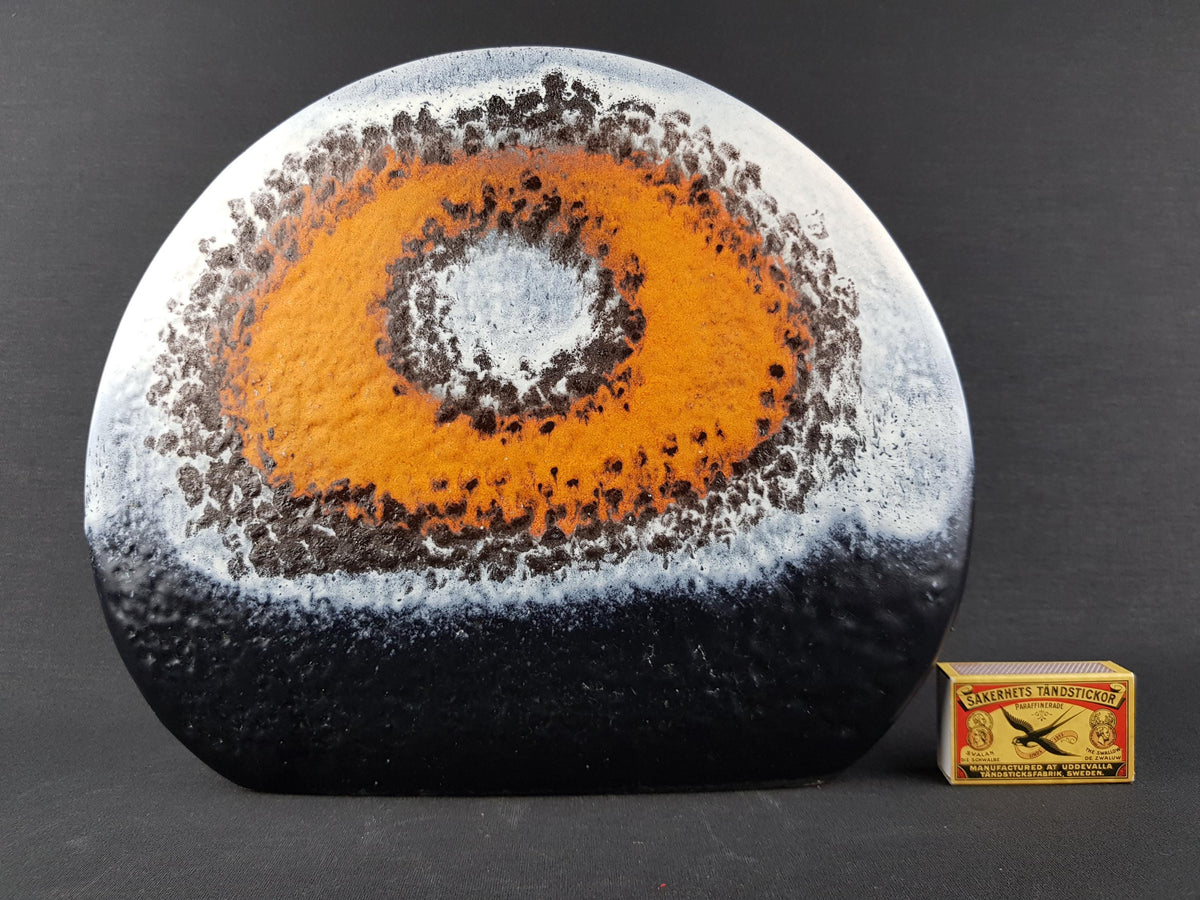 Vintage DUMLER AND BREIDEN Orange Relief Polar Vase 22/25 West German Pottery 1960s