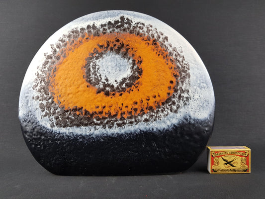 Vintage DUMLER AND BREIDEN Orange Relief Polar Vase 22/25 West German Pottery 1960s