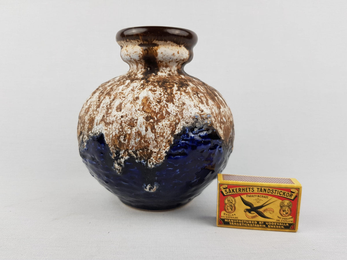 Vintage DUMLER UND BREIDEN Blue and White Fat Lava Vase 31 15 West German Pottery 1960-70s