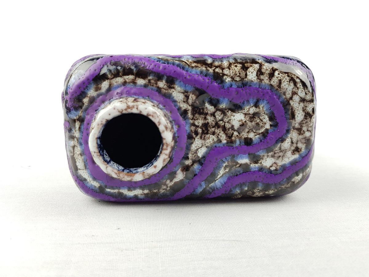 Vintage MAREI KERAMIK White Purple Chimney Vase Tanger Decor West German Pottery 1970s Fat Lava Era