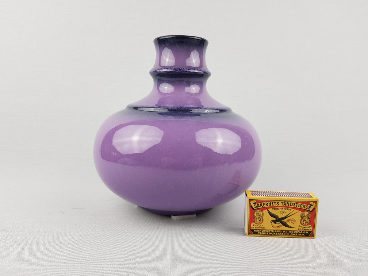 Vintage JASBA KERAMIK Purple Vase with Black Accents 1166 18 West German Pottery 1970s