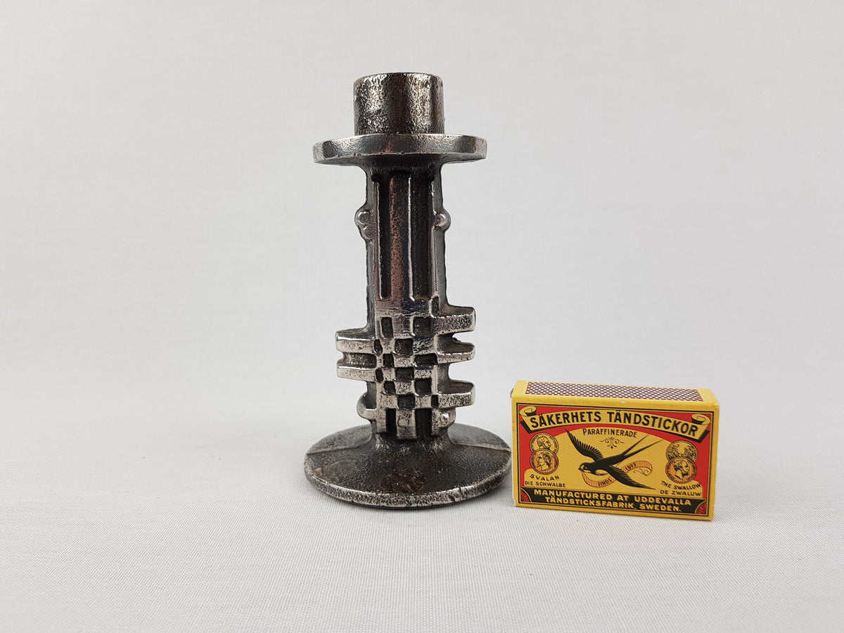 Vintage OLAV JOA Brutalist Sculptural Cast Stainless Steel Candleholder 18-8 Polaris Fabrikker Norway Design 1960s