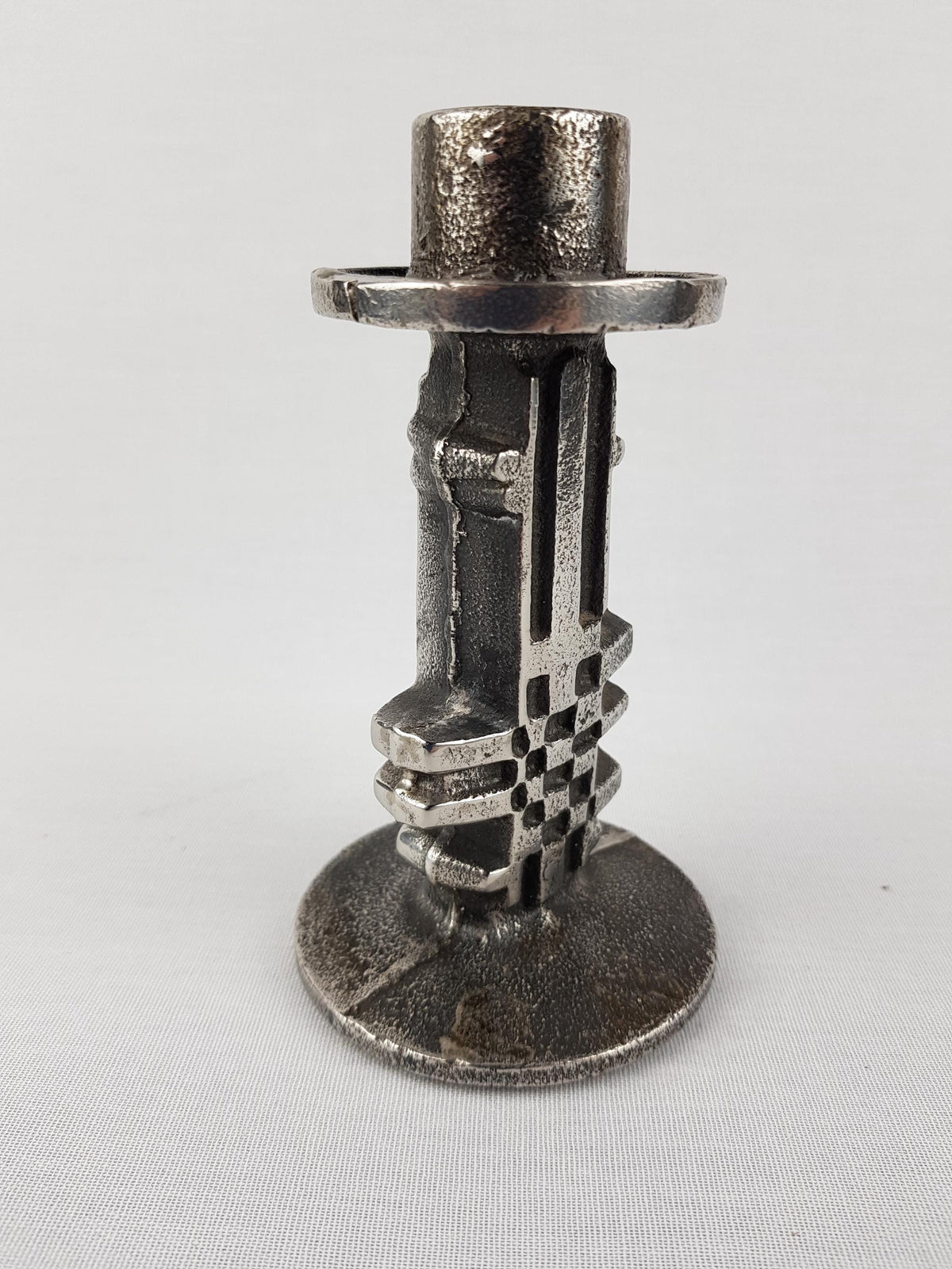 Vintage OLAV JOA Brutalist Sculptural Cast Stainless Steel Candleholder 18-8 Polaris Fabrikker Norway Design 1960s