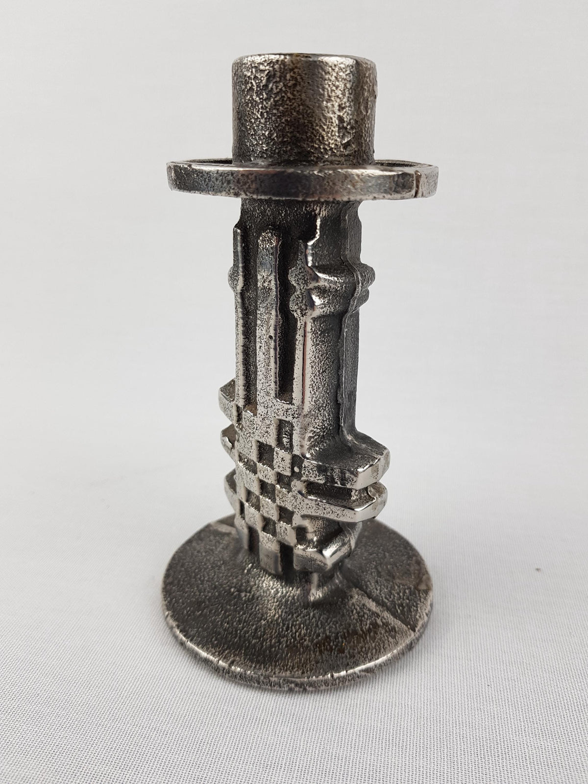 Vintage OLAV JOA Brutalist Sculptural Cast Stainless Steel Candleholder 18-8 Polaris Fabrikker Norway Design 1960s