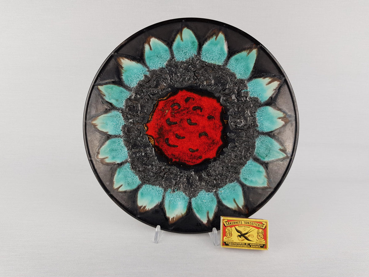 Vintage RUSCHA KERAMIK Fat Lava Wall Plate, Flower Decor 1970s