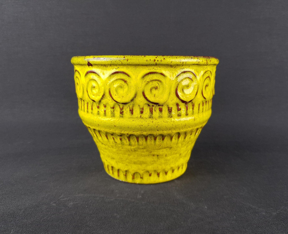 Vintage JASBA KERAMIK Gotland Series Yellow Planter N065/2212 West German Pottery 1970s