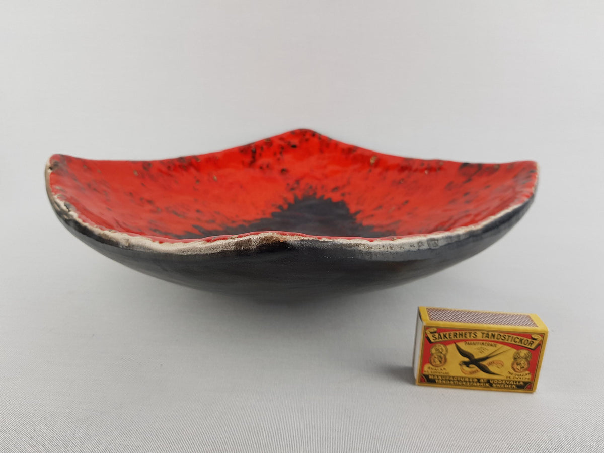 Vintage CARSTENS KERAMIK Black and Red Bowl West German Pottery 1960s 1970s