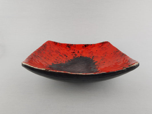Vintage CARSTENS KERAMIK Black and Red Bowl West German Pottery 1960s 1970s