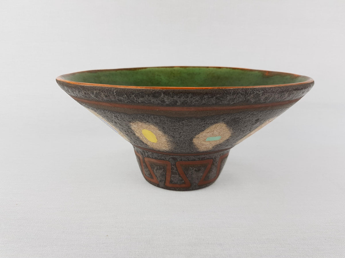 Vintage GMUNDNER KERAMIK Brown Green Bowl from Austria 1970s
