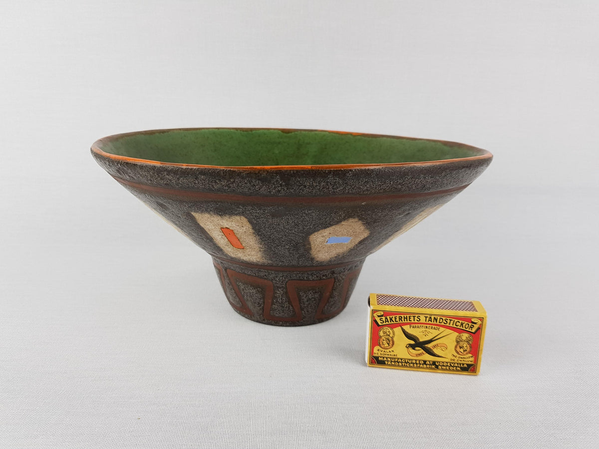 Vintage GMUNDNER KERAMIK Brown Green Bowl from Austria 1970s