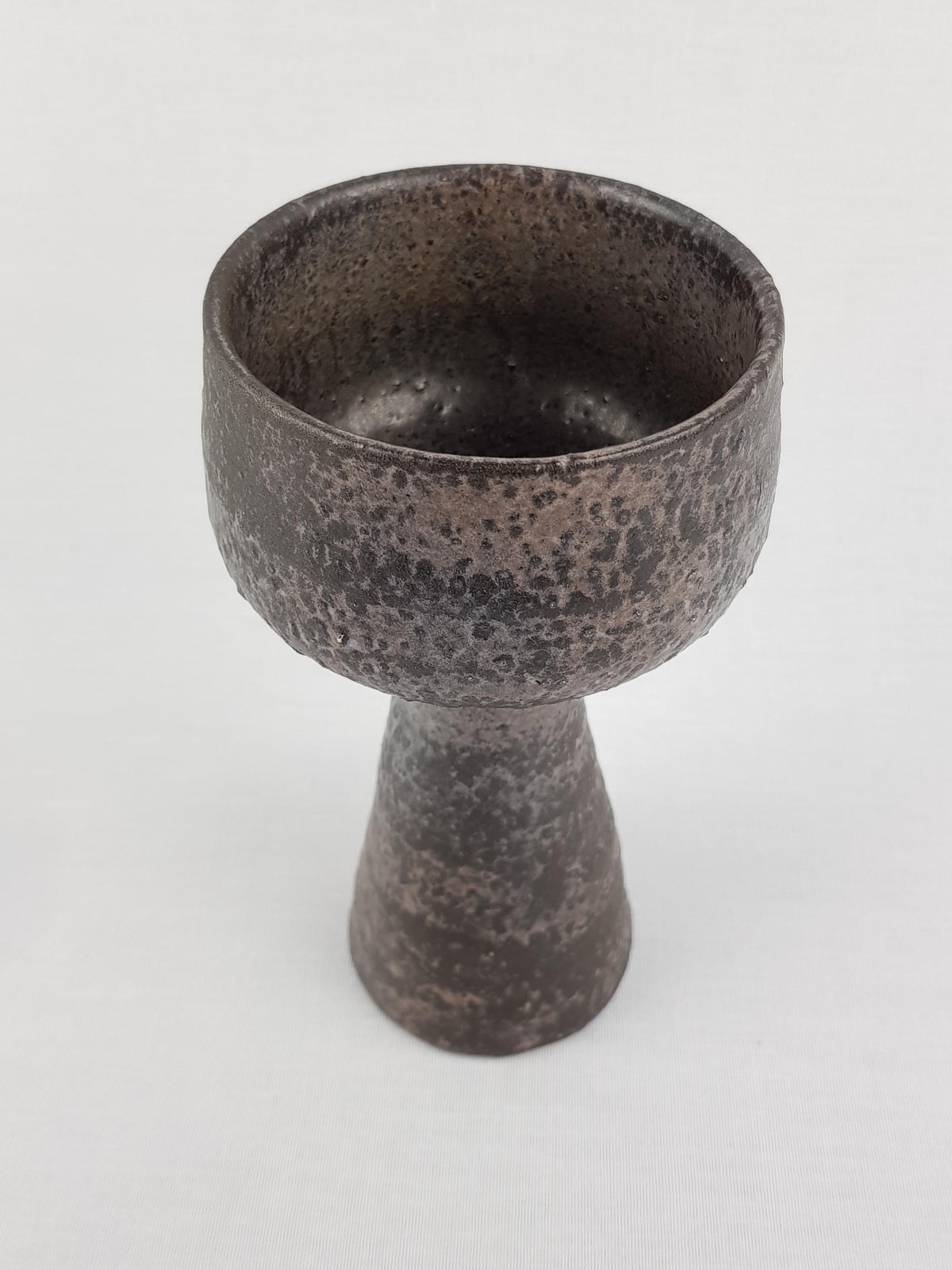 Vintage MOBACH Black and Purple Goblet Vase from Dutch Studio Pottery 1970s