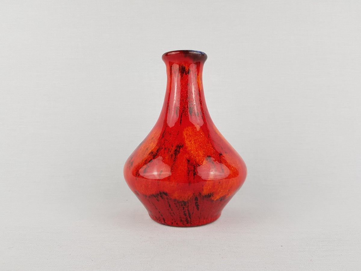 Vintage WALTER GERHARDS Topferei Red and Orange Vase 1005 16 West German Pottery 1970s