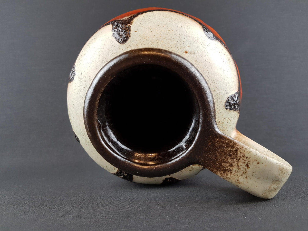 Vintage SCHEURICH KERAMIK Handled Beige, Orange, Yellow and Black Fat Lava CERAMOS Vase with 484 21 West Geman Pottery 1970s
