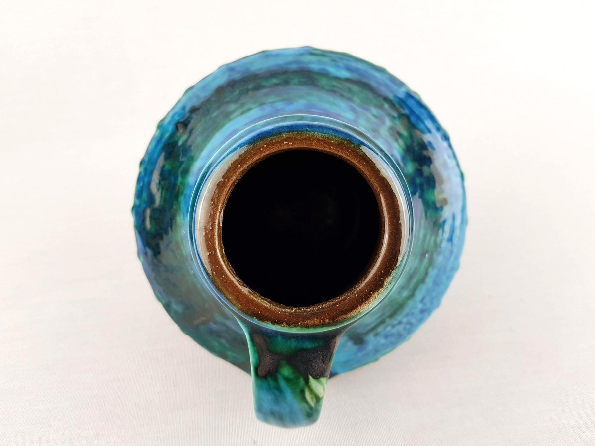 Vintage CARSTENS TÖNNIESHOF KERAMIK Blue and Yellow Vase Reliefserie Keltoi 42-15 West German Pottery 1968s