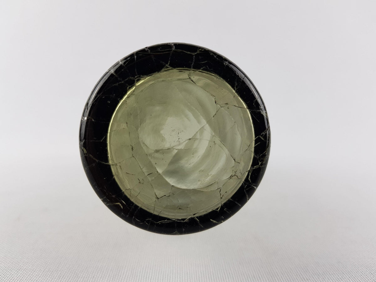 Vintage INGRID GLAS Yellow Glass Vase Craquelee Decor German Design Glass Art 1960 1970s