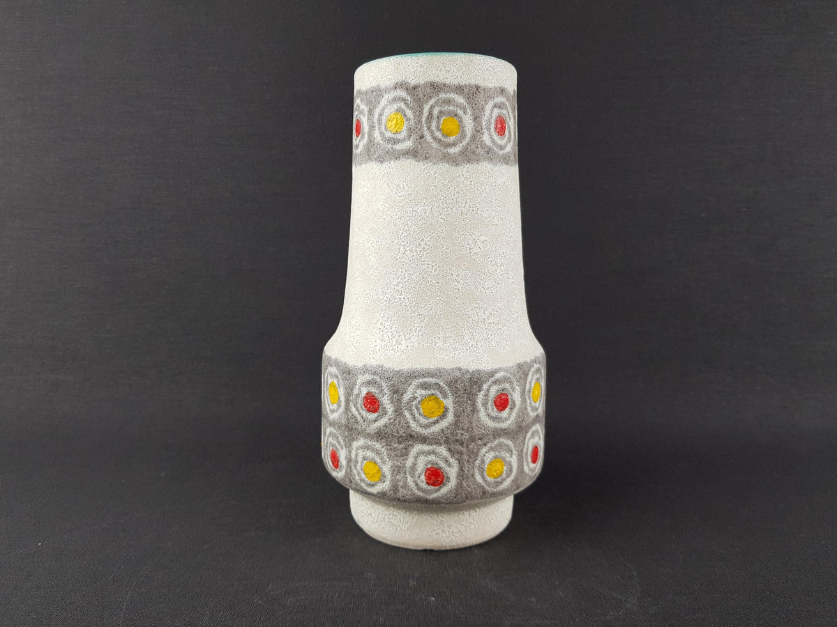 Vintage JASBA KERAMIK Beige Vase with Circle Decor 1960-70 West German Pottery
