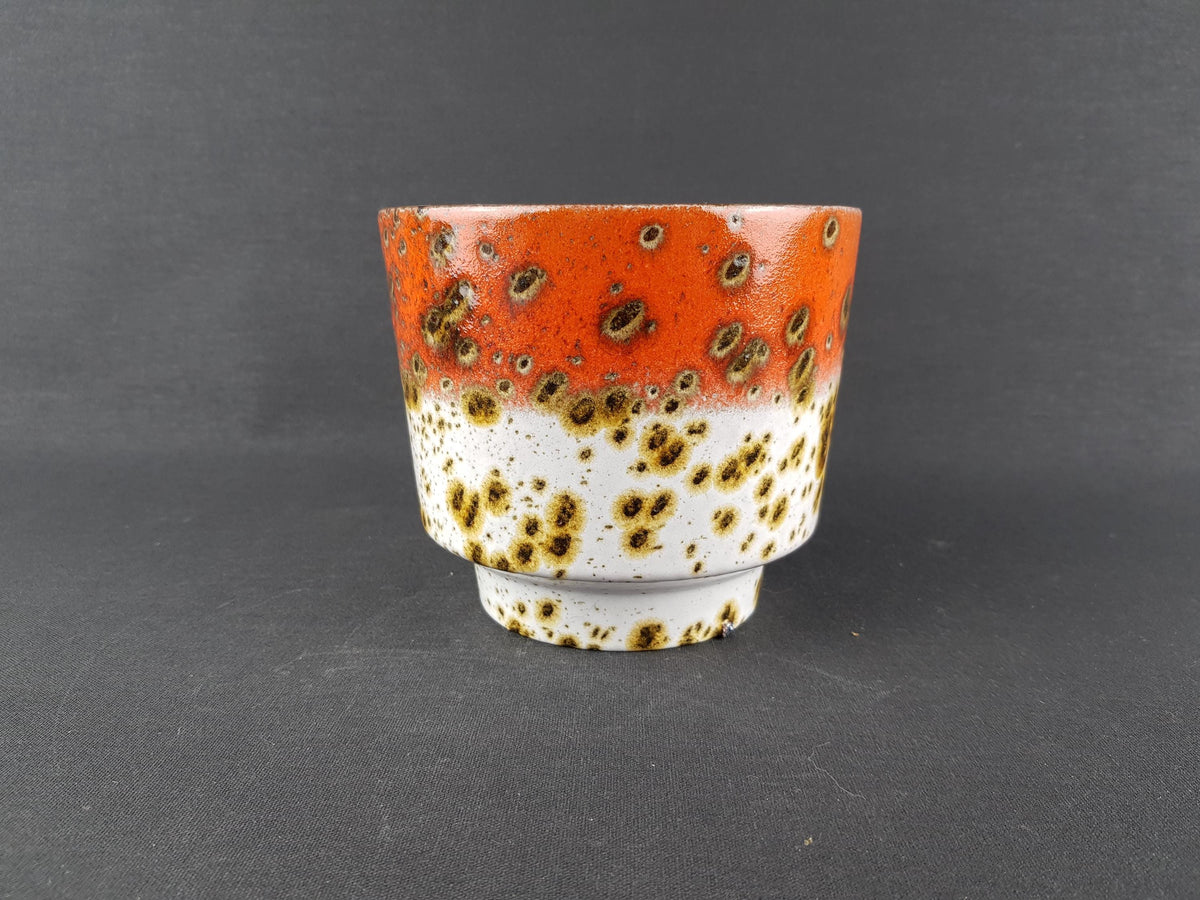 Vintage MAREI KERAMIK Orange Fat Lava Planter / Flower Pot with Berlin decor 12/2 West German Pottery 1970s