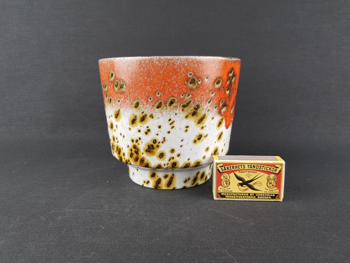 Vintage MAREI KERAMIK Orange Fat Lava Planter / Flower Pot with Berlin decor 12/2 West German Pottery 1970s