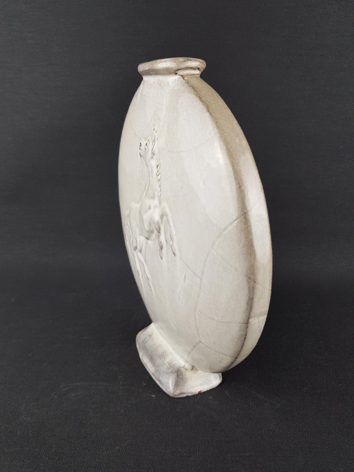 Art Deco - GROOTENBURG TÖPFEREI KREFELD Vase with Horse Decor by Paul Dresler, West German Pottery 1920-30s