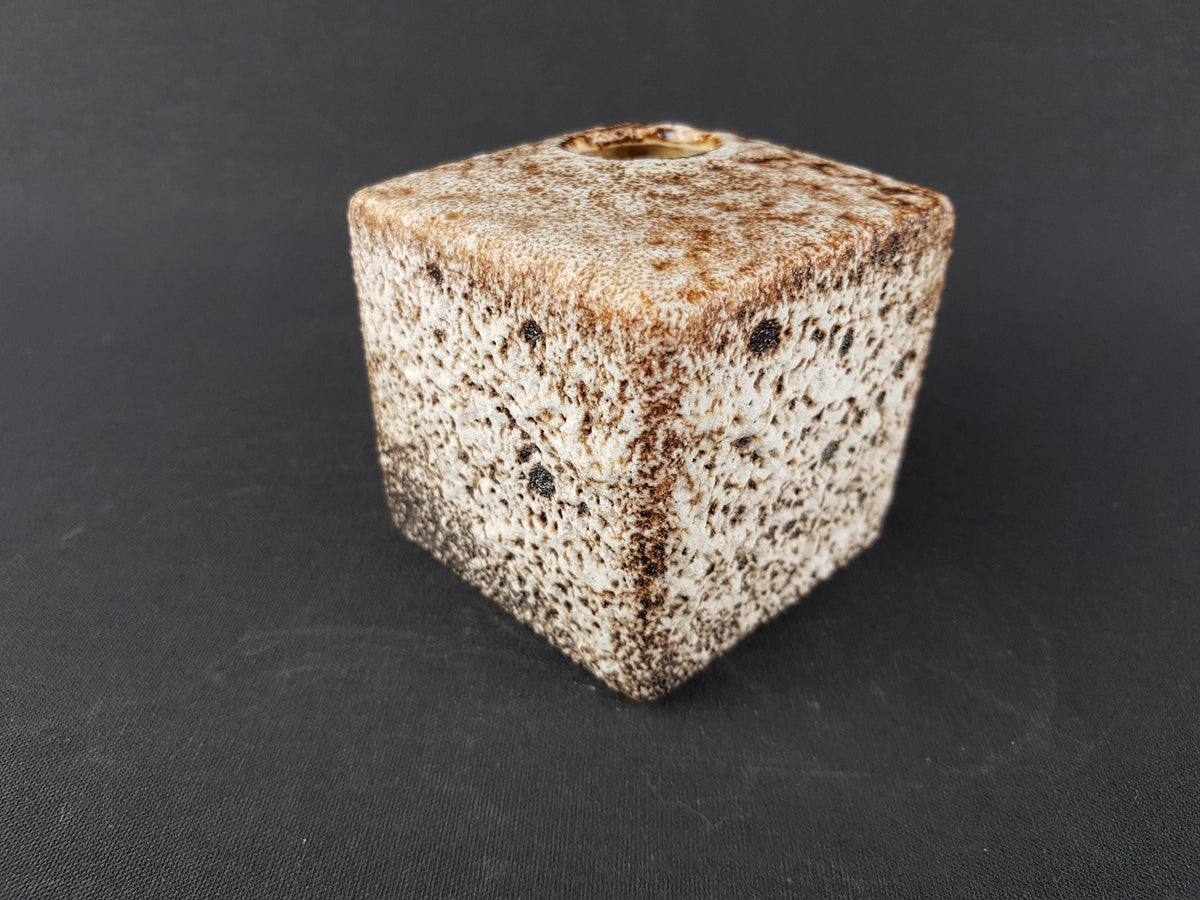 Vintage VEST KERAMIEK Fat Lava Square Vase with Van Gogh Glaze Dutch Pottery 1960-70s