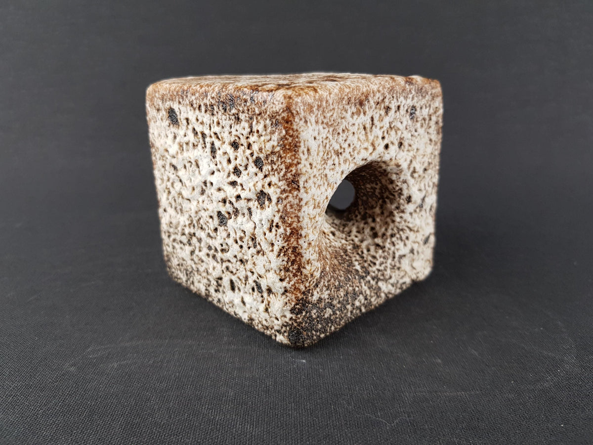 Vintage VEST KERAMIEK Fat Lava Square Vase with Van Gogh Glaze Dutch Pottery 1960-70s