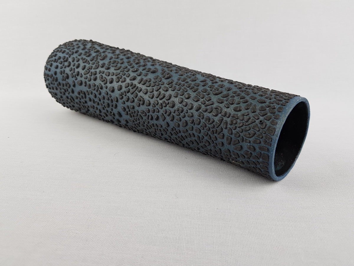 Vintage ALBERT KIESSLING Teal Studio Vase with Black Snake Skin East German Pottery 1970s