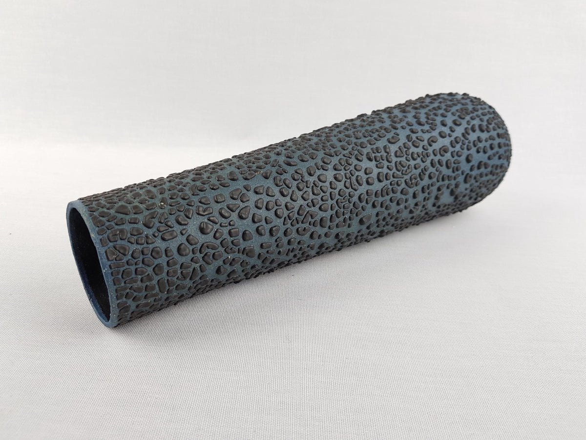 Vintage ALBERT KIESSLING Teal Studio Vase with Black Snake Skin East German Pottery 1970s