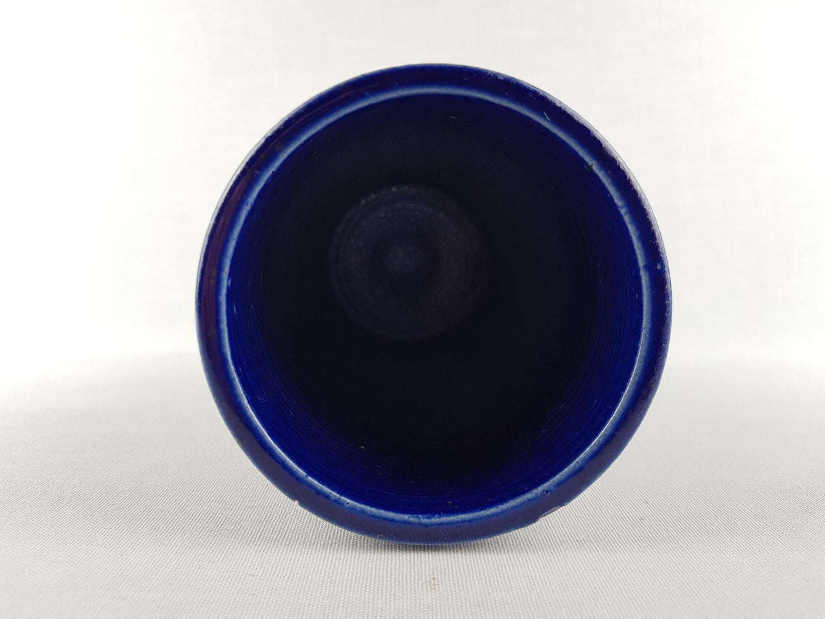 Vintage BLUE CILINDER VASE – Sgraffito Fish Decor 1960-70's